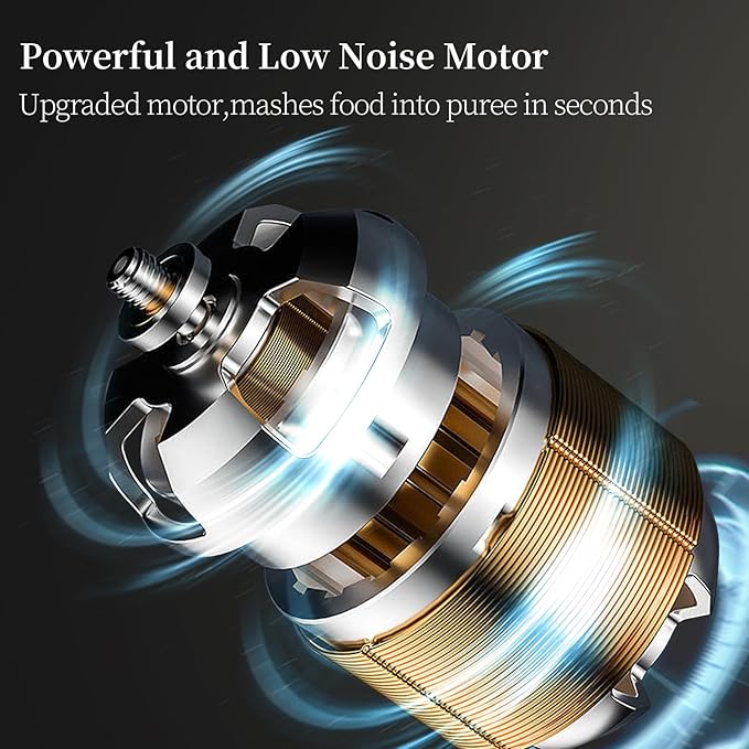 Baby Food Maker Mini Cute and Small Food Processor Puree Blender Grinder Chopper with 2 Glass Bowls(0.6L+0.3L) 8 Blades Electric (Without Battery) -2 Bowls