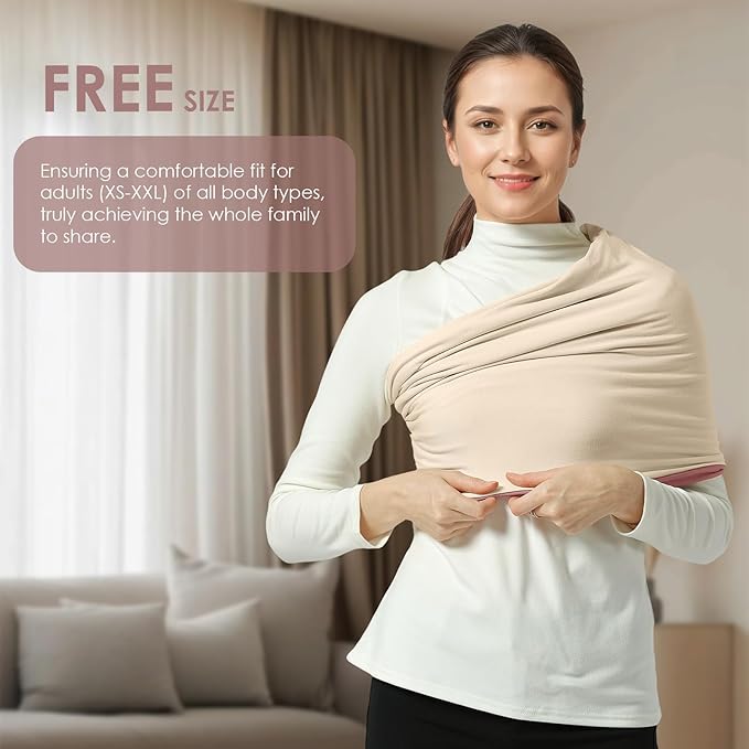 Baby Wrap Carrier, Lightweight Baby Wearing Wraps for Newborn and Infant, Soft Swaddle Holder Carrier, Cozy Baby Sling 7-35 lbs Cream+Pink