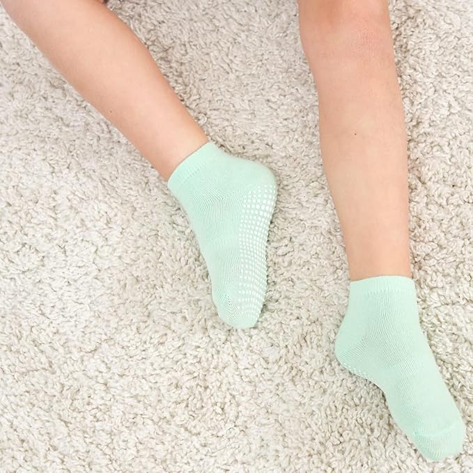 Zaples Baby Non Slip Grip Ankle Socks with Non Skid Soles for Infants Toddlers Kids Boys Girls