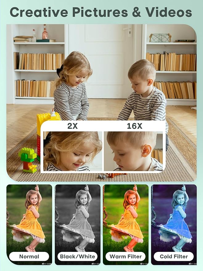 Digital Kids Camera 1080P Vlog Camera with 64GB, Lanyard, 16X Zoom Anti Shake, Card Reader 44MP Compact Portable Point Shoot Digicam for Kid Teen Girl Boy Christmas Halloween Thanksgiving(Black)