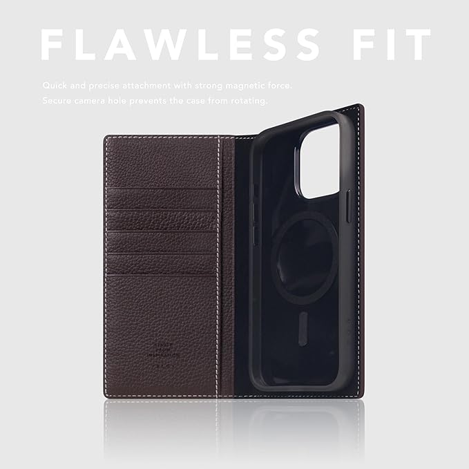 D8 Full Grain Leather Wallet Case for iPhone 15 Pro Max - [2-in-1] Handcrafted Detachable Diary Style with Magnetic MagSafe Back Cover, Gift Box Included (Brown Cream)