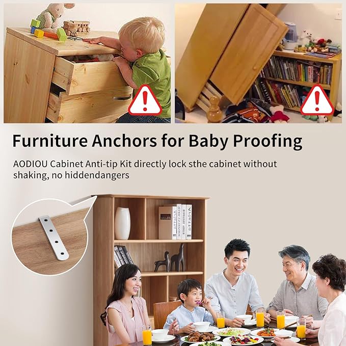 furniture anchors anti-tip baby proofing: Safety Straps Kit for Dresser Secure 400 lbs Bookcase to Wall Cabinet Wall Anchor 4 Pack