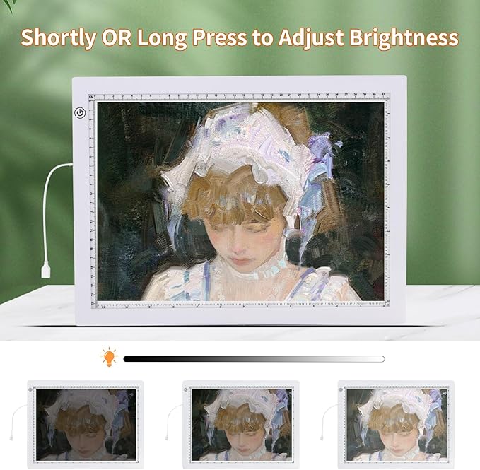 A4 LED Light Box for Tracing, elice Artist Drawing Lightbox Light Table Light Pad Light Copy Board, Up to 8000 Lux Super Bright Lightpad for Cricut Weeding Vinyl, Diamond Painting, Sketching (White)