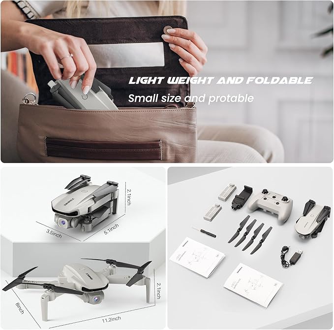 Drone With Camera 1080P for Kids And Adults, RC Quadcopter with Altitude Hold, Mini Drone With One Key Start, Waypoint Fly, Headless Mode, 3D Flip, 3 Speeds, Remote Control Drone for Beginners