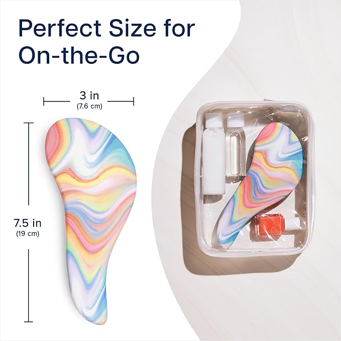 Crave Naturals Glide Thru Hair Brush - Detangler Brush for Curly, Straight, Wet or Dry Hair - Gentle Detangling Brushes for Adults, Kids, Toddlers - Hair Accessories for Women - 7.5x3 Soft Hazy Swirl