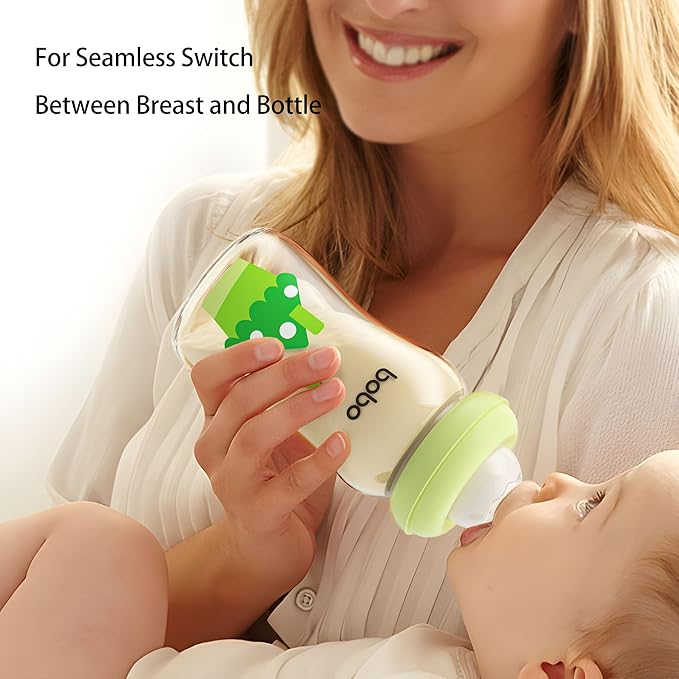 YOHKOH PPSU Baby Bottle Wide Neck, Newborn Anti-Colic Baby Bottle with Natural Response Nipple, Streamlined Body, Easy to Clean (8.8oz (Pack of 2), Green)