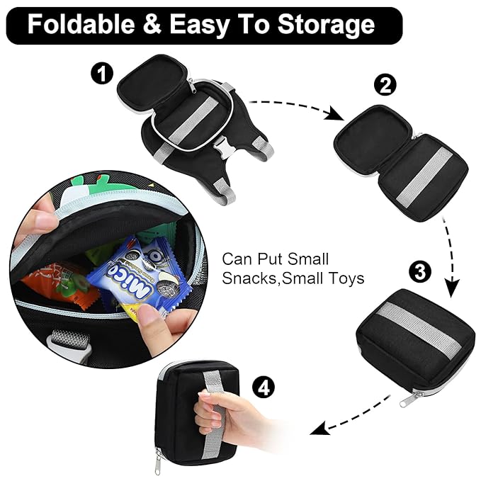 Accmor Toddler Harness Leash+ Reflective Anti Lost Wrist Link, Cute Dinosaur Kids Harness with Leash, Foldable Child Harness Baby Leash Boys Walking Wristband Assistant Belt for Outdoor Travel