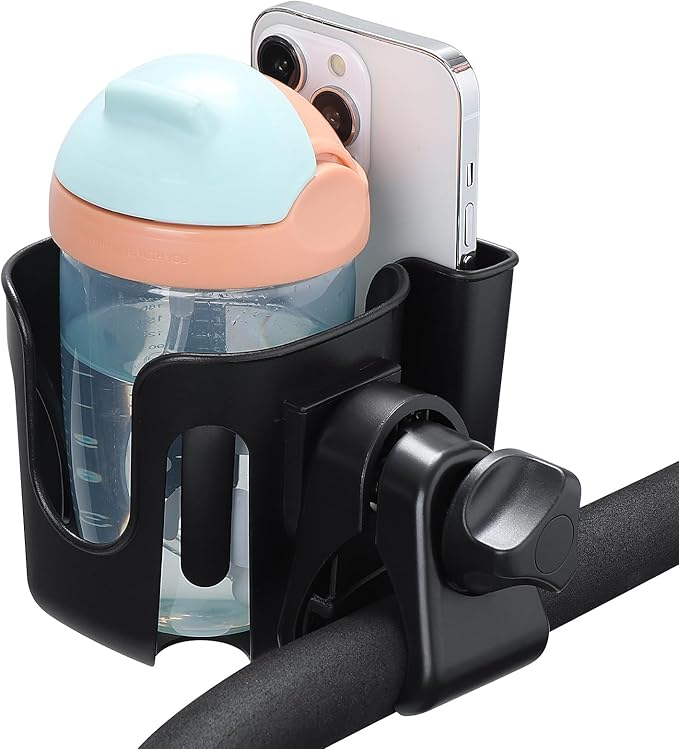 Accmor Stroller Cup Holder with Phone Holder, Bike Cup Holder, Universal Cup Holder for Uppababy Nuna Doona Strollers, 2-in-1 Cup Phone Holder for Stroller, Bike, Wheelchair, Walker, Scooter