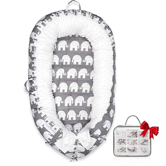 Baby Lounger | Organic Cotton Infant Lounger | Reversible, Adjustable & Portable Floor Lounger | Soft, Breathable, Washable Cover