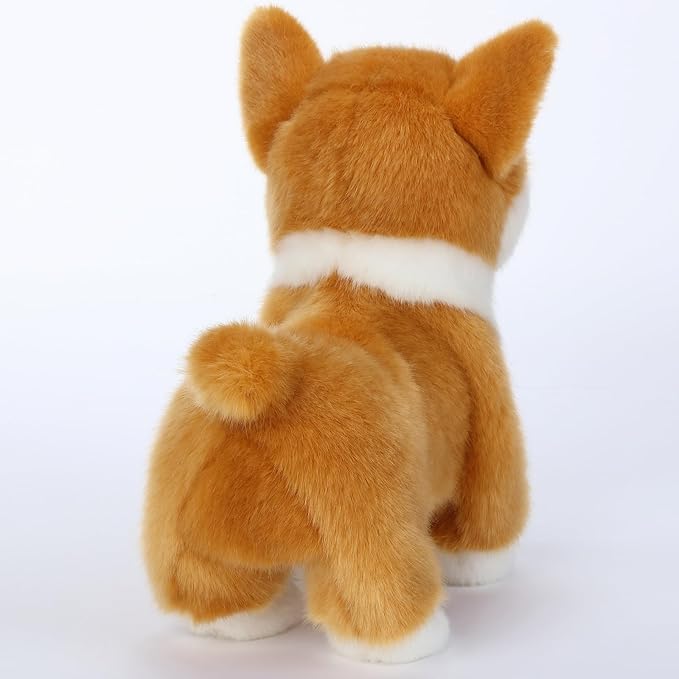 Interactive Plush Corgi Dog, Companion Robot Dog Pets,Handmade Weighted Stuffed Animals,Electronic Walking Toy with Barking,Tail Wagging,Talking,