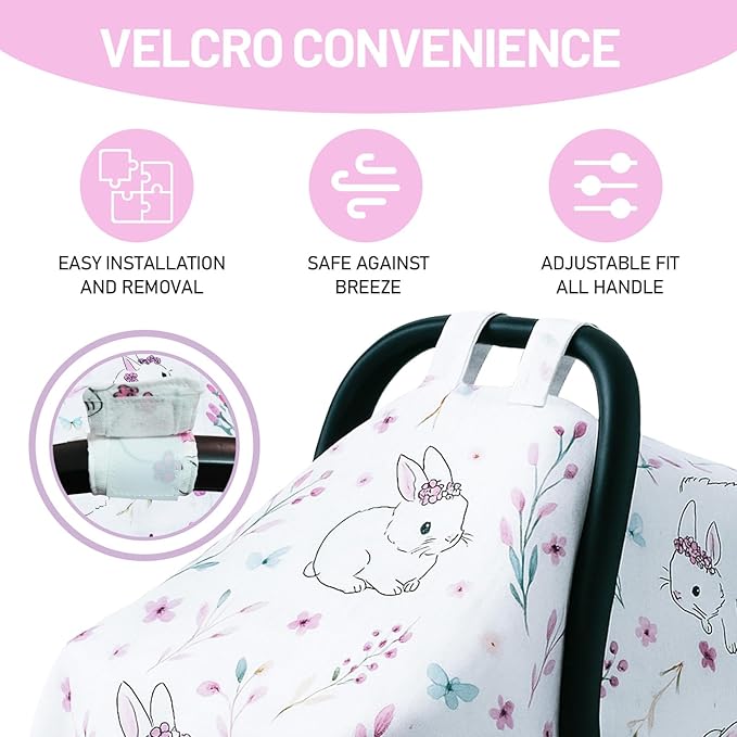 80S Muslin Car Seat Cover for Babies - Soft & Breathable Infant Carrier Canopy, Lightweight Sunshade for Summer, Universal Fit for Baby Boys & Girls