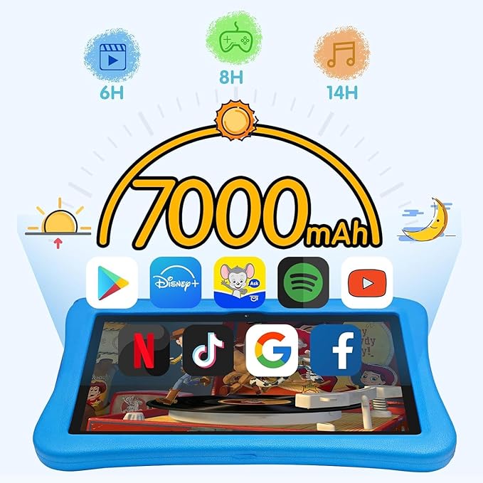 10.1 Inch Kids Tablet with Stylus & Case | Octa-Core 8GB RAM 64GB ROM | 7000mAh Android Tablet for Ages 3-12 | Parental Control, Pre-Installed Apps & GMS Certified