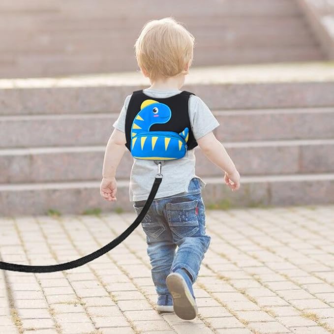 Accmor Toddler Harness Wrist Leash with Anti Lost Wrist Link, Cute Dinosaur Kids Back Pack Child Walking Restraints Holder Straps Belt Tether to Keep Baby Boys Girls Close While Outdoor