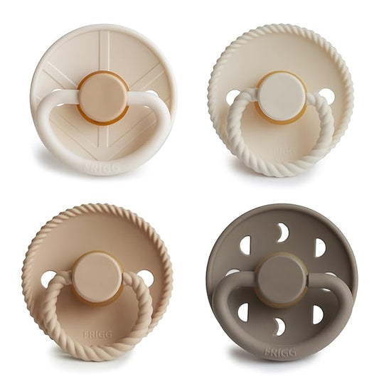 FRIGG Natural Rubber Baby Pacifier 4-Pack Crystal Sparkle | Made in Denmark | BPA-Free (6-18 Months)