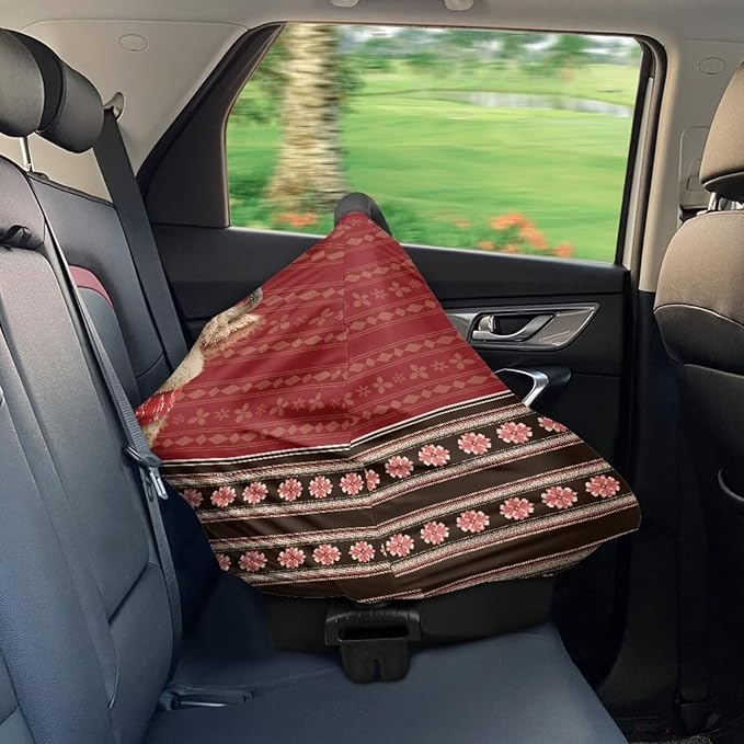 Binienty Christmas Highland Cow Car Seat Canopies for Baby Boys Girls, Mom Nursing Breastfeeding Covers Infant Stroller Cover, Holiday Gifts