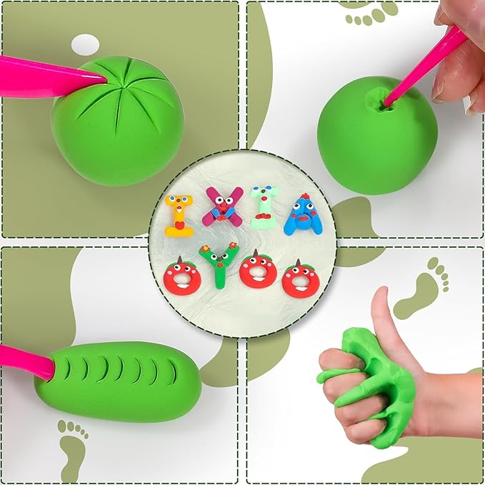 Air Dry Clay for Kids, 60 Colors Molding Magic Clay, Safe & Non-Toxic, DIY Model Arts & Crafts Kit with Sculpting Tools, Birthday&Christmas Gift for Age 3-12 Years Old Girls & Boys Kids