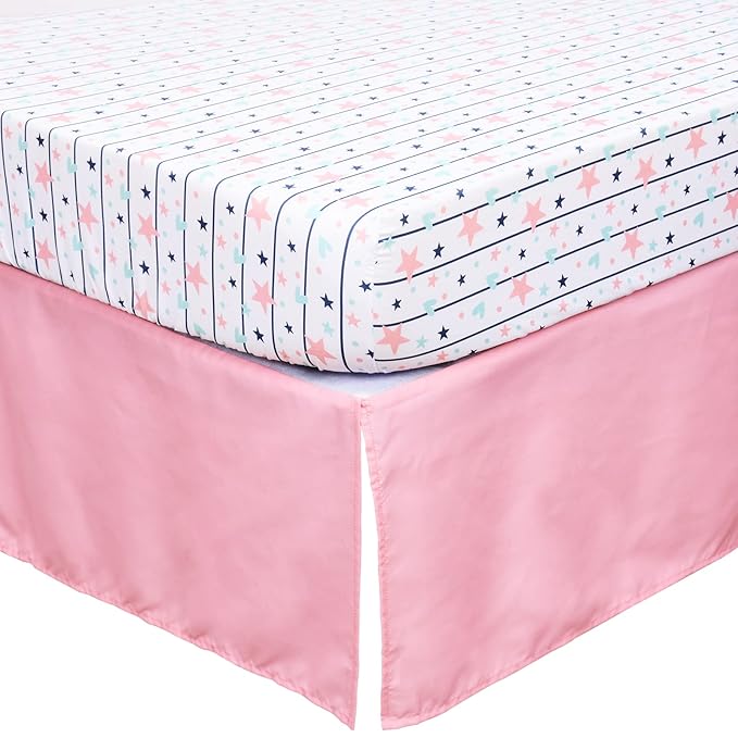 Cloele Pink Crib Bedding Set for Girls- 4 Piece Unicorns Baby Comforter Bed Set Includes Crib Skirt Quilt Fitted Sheet Toddler Pillowcase - Pink Soft Nursery Baby Bedding Set for Girls