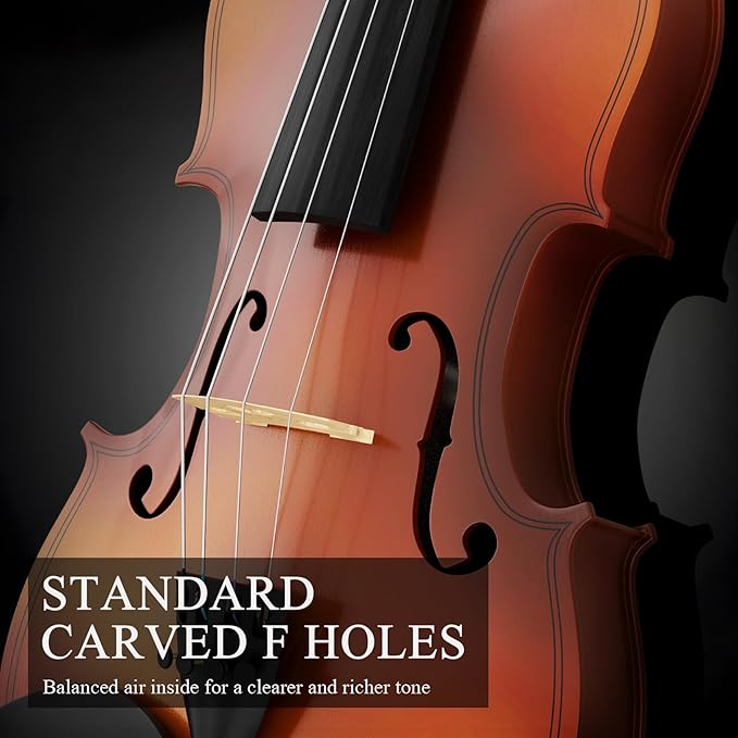 1/2 Beginner Violin Kit for Kids,Complete Violin Set with Case, Bow, Rosin,Natural