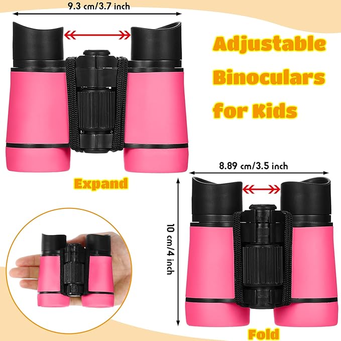 6 Pack Kids Binoculars Shock Proof Toy Binoculars Set for Age 6 Years Boys Girls Hunting Folding Small Telescope Birthday Gifts Bird Watching Educational Learning Camping Outdoor (Cute Colors)