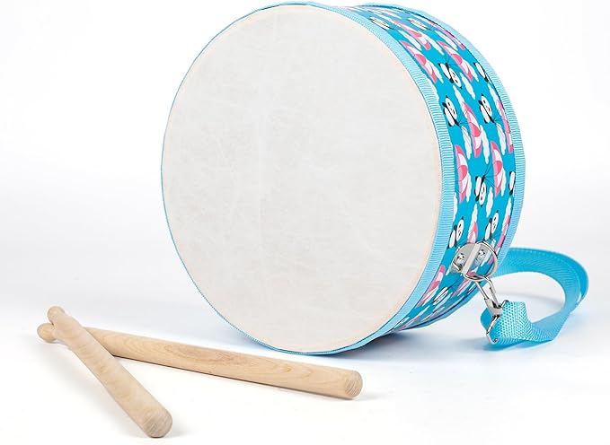 Kids Drum Set with Adjustable Strap: Toddler Musical Instrument for Ages 3-5, Wearable Drum Kit with Drumsticks, Educational Percussion Toy for Rhythm Music Development (Blue)