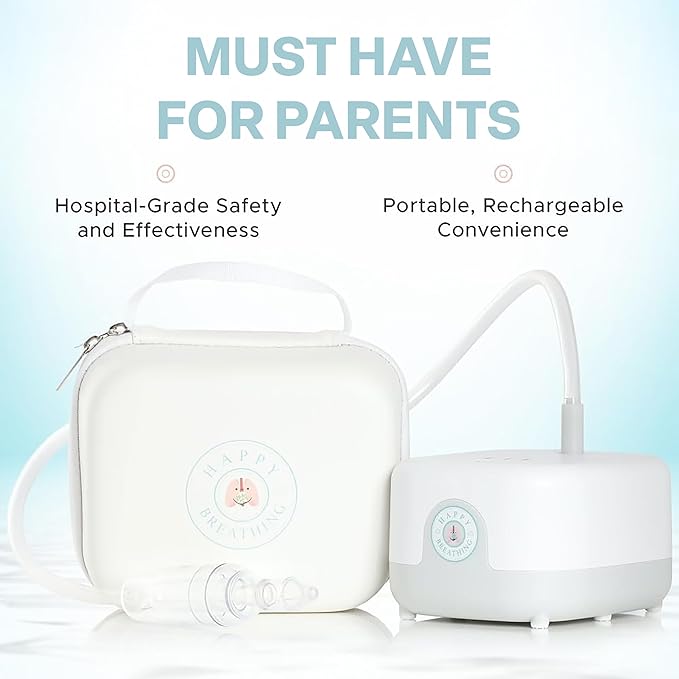 Hospital Grade Nasal Aspirator For Baby – Electric Nose Sucker for Baby & Toddler with 3-Level Suction, Portable & Rechargeable Mucus Removal for Breathing Relief, Cordless Booger Sucker & Snot Sucker