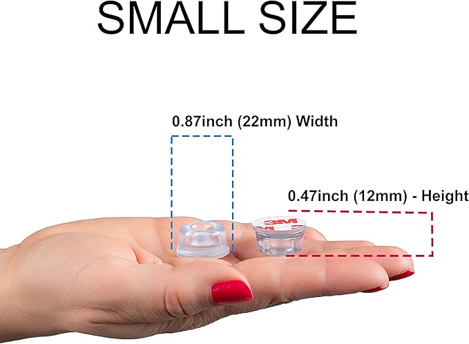 Door Bumper - Small Size Rubber Bumpers - Clear Door Stoppers for Wall - Wall Protector Clear Rubber Door Stop 12 in Pack - Shower Bumpers for Walls - Stick on Hard Bumpers for Walls Heavy Use (12)