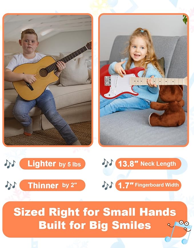 Kids Electric Guitar Beginner Kit 30 Inch, Mini ST Style Electric Guitar for Boys Girls with Amp 5W, Gig Bag, Tuner, Strap, Cable, Picks, Extra Strings, RST-70 Red