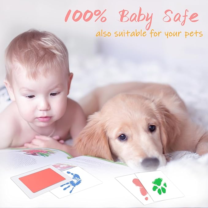 4-Pack Baby Footprint Kits,Inkless Hand and Footprint Kit,Clean Touch Baby Handprints and Footprints Kits,No Mess Ink Pad for Baby Hand and Footprints,Baby Shower Gifts for New Moms