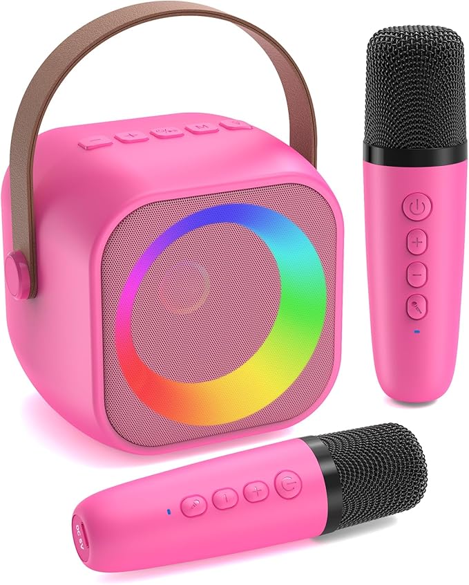 Karaoke Machine for Kids, Toys for 3-12 Years Old Girls Gifts, Kids Karaoke Microphone Machine Toy, Best Fun Christmas Birthday Gifts for 5 6 7 8 9 10 11 Years Teens Girl Boys Rose 2 Mic