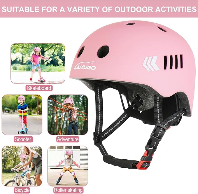 KAMUGO Kids Bike Helmet Set, Toddler Helmet for Ages 2-8 Boys Girls with Sports Protective Gear Set Knee Elbow Wrist Pads for Skateboard Cycling Scooter Rollerblading