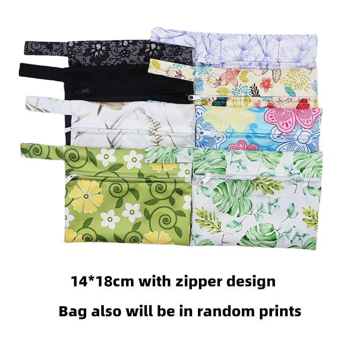 8 pcs(4 Pairs) Random Prints Breast Pads for Nursing Mothers, Reusable and Washable with 1 Bag(8 pcs randomprints with1 Bag)
