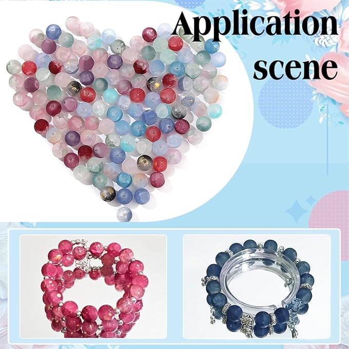 600pcs Frosted Lunar Glass Beads Kit -24 Colors10mm Glass Beads for Jewelry Making Kit Charms Coloured Glaze Beads Bracelets Necklaces Making Kit DIY Crafts, Home Companion Gifts for Beginners Women