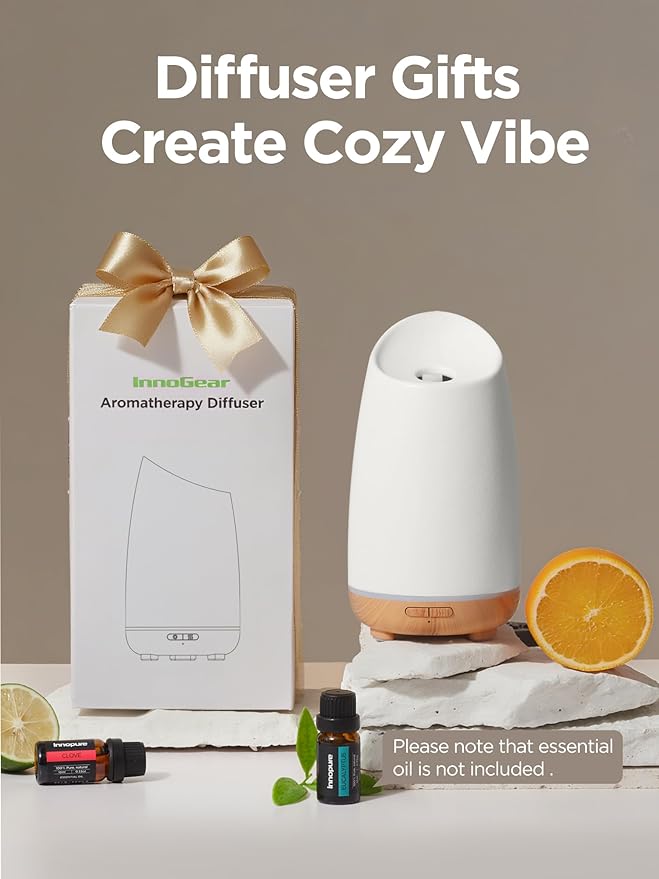 InnoGear Oil Diffuser, 150ml Ceramic Stone Diffuser for Essential Oils Handcrafted Aromatherapy Diffuser Ultrasonic Cool Mist Humidifier with 2 Mist Modes Waterless Auto Off for Home Room Office