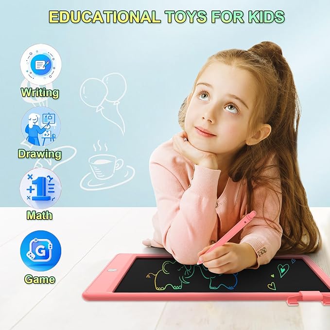 8.5 Inch LCD Writing Tablet for Kids, Colorful Toddler Doodle Board - Erasable Drawing Pad, Educational Learning Toy for Ages 3-8 - Valentine's Day Christmas Birthday Gifts (8.5 Inch, Pink)
