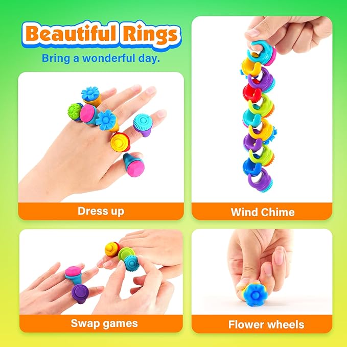 Fidget Rings Sensory Toys for Kids: 18 Pack Fidget Anxiety Spinner Rings- Autism Sensory Toy for Special Needs ADHD- Stress Relief Quiet Fidgets for Classroom- Small Treasure Box Prizes Travel Gifts