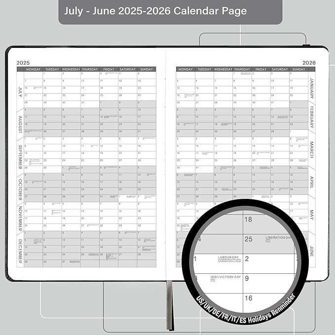 2025-2026 Appointment Book & Planner - Jul 2025 - Jun 2026, Daily Hourly Planner, 5.75" X 8.25", 60-Minute Interval, Faux Soft Leather Cover, Premium Paper, Academic Calendar, Pen Holder, Inner Pocket