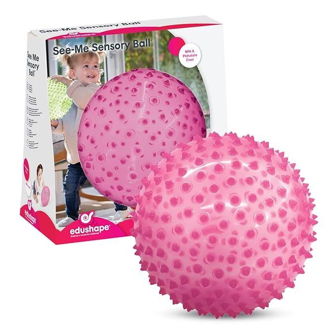 Edushape Sensory Ball for Baby - 7" Transparent Pink, Enhances Gross Motor Skills for Kids 6 Months & Up