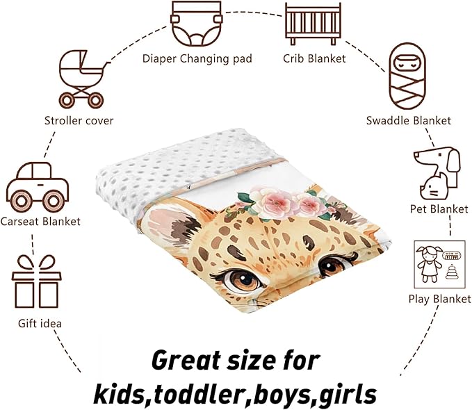 Custom Name Crib Bedding Set - Leopard Theme, Personalized Yellow Flower Nursery Bedding 3-Piece Set– Soft Blanket, Fitted Sheet, Changing Pad Cover – for Newborns Girls Nursery Gifts