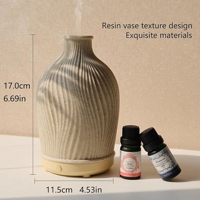 Aromatherapy Essential Oil Diffuser Art Resin Aroma Diffuser with Warm Light 80ML Cool Mist Humidifier Waterless Auto Shut-off for Home,Baby Bedroom,Office
