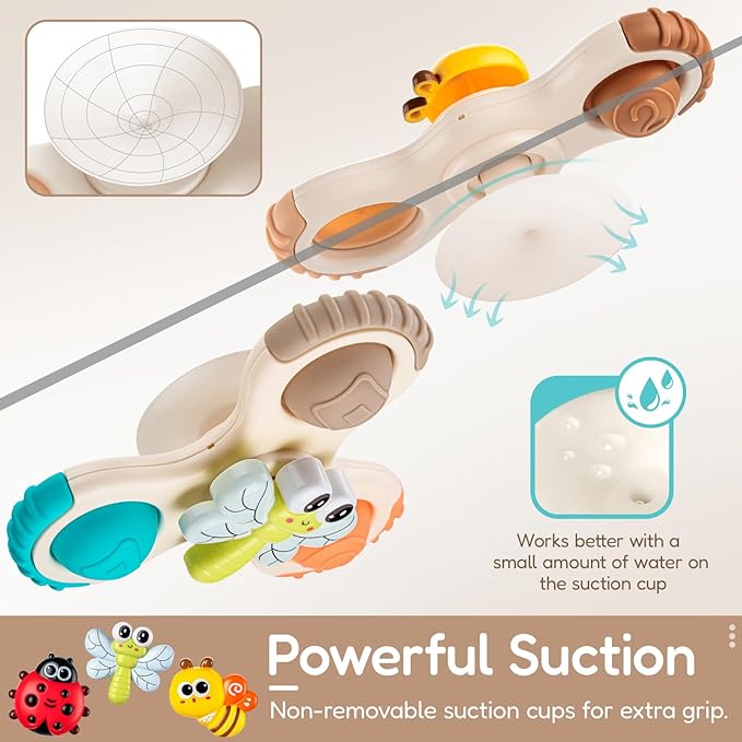 ALASOU 3PCS Pop Suction Cup Spinner Toys for 1 Year Old Boy Girl|Novelty Spinning Tops Toddler Toys Age 1-2|Sensory Baby Bath Toy for Toddlers 1-3|12 18 Months Boy Birthday Gift for Infant