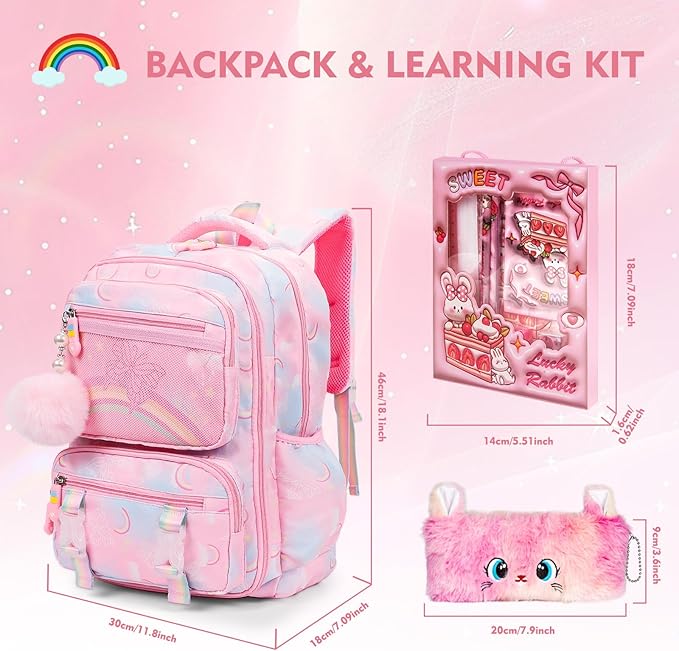 Aesthetic Kawaii Rainbow Backpack