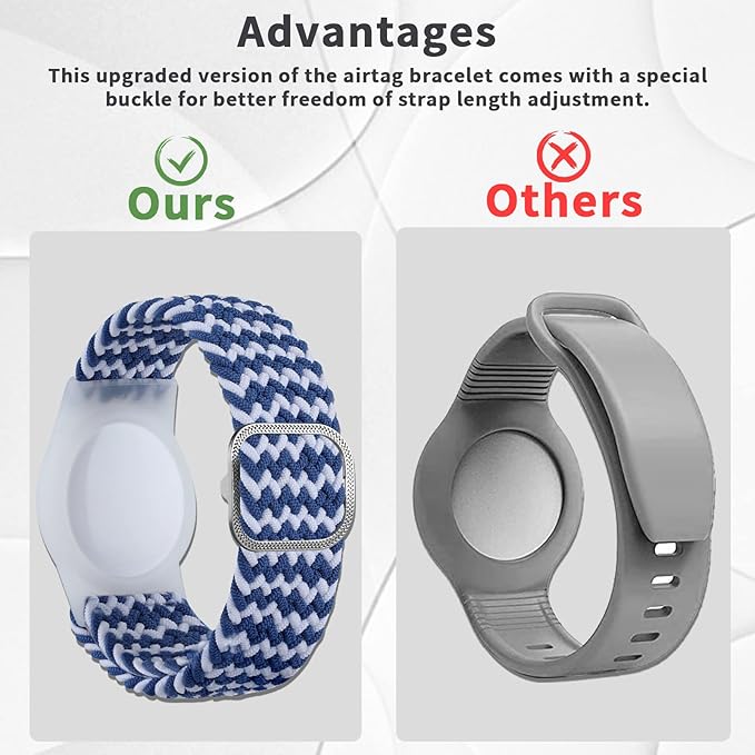 Kids Bracelet Compatible with AirTag, GPS Kid Tracker Holder Braided Wristband for Apple Air Tag, 2022 Upgraded Nylon Adjustable Anti Lost Airtag Watch Band for Kids Children Elders (White Blue)