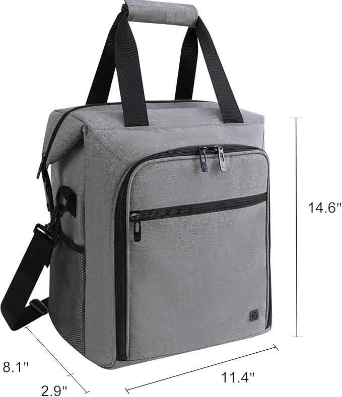 ALLCAMP 6 Bottle Wine Gift Bag - Insulated Tote Cooler, Adjustable Strap, Includes 6 Wine Glasses, Napkins & Corkscrew, Portable Travel Gifting(Gray)