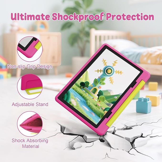 Kids Tablet,Android 15 Tablet with HD Display,10.1 inch,Parental Control & Kids Mode, Octa-Core, GMS Certified,20GB RAM 64GB ROM,1TB Expandable, 5000mAh Battery, Dual Camera, Protective Case,Pink