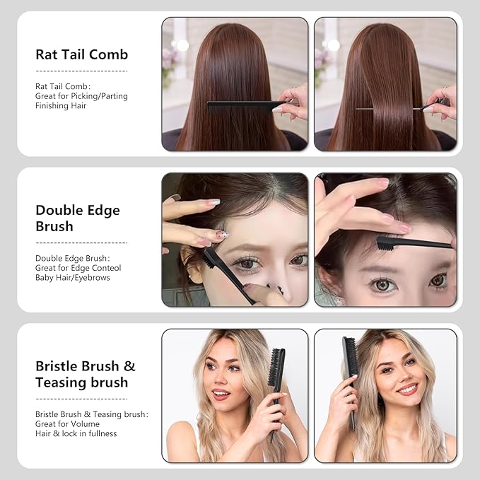 Curl Defining Brush, Curly Hair Brush, Slick Back Hair Brush, For Combing and Shaping Curls in All Hairstyles to Reduce Pulling (Black)