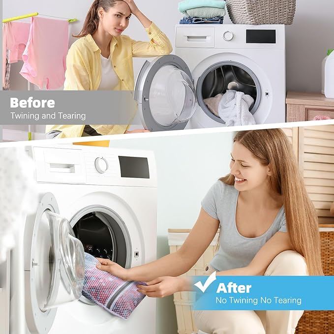 6-Pack Honeycomb Mesh Laundry Bags for Delicates - 12x16 Inches Medium Washing Bags for Bras, Lingerie, Socks, Baby Clothes - Gentle Wash Protection with Zipper Closure (6 Medium)