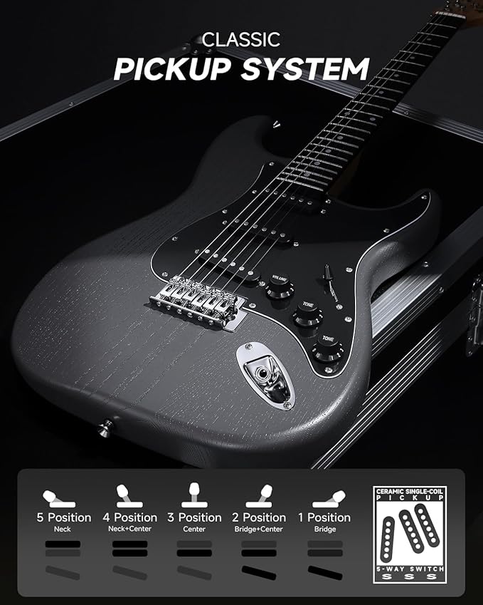 DONNER DST-80 Electric Guitar 39” Beginner Electric Guitar Kit with Amp, Classic SSS Pickup Complete with Gig Bag, Tuner, Capo, Strap, Picks, and Free Online Lessons