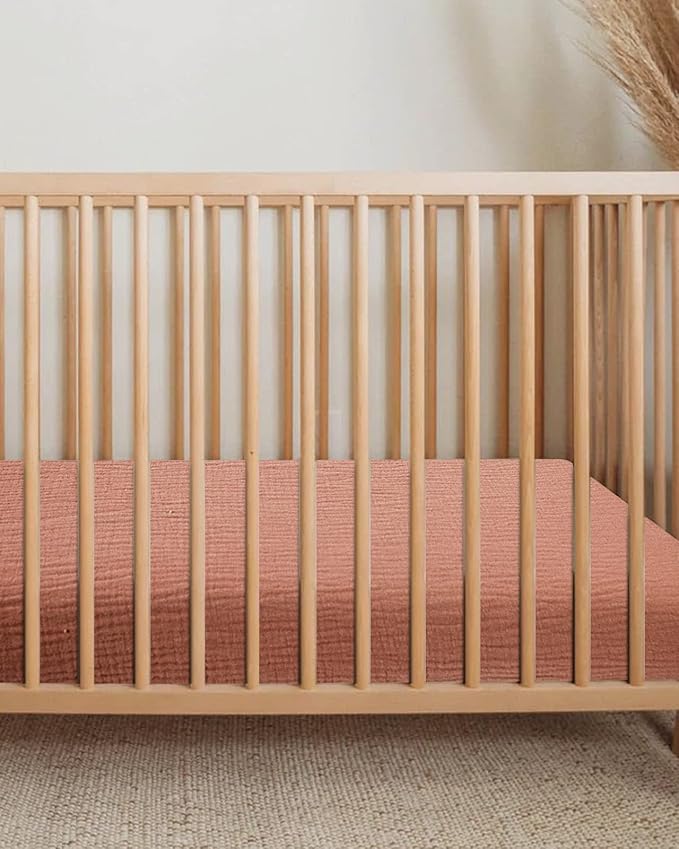 Bassinet Sheet for Baby Boy and Girl, Fitted Sheets for Rectangle, Oval, Hourglass Bassinet Mattress, Muslin Moses Basket Sheets with Neutral Style (Dusty Rose)