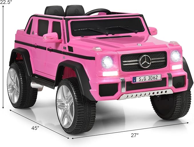 Costzon Ride on Car, Licensed Mercedes-Benz Maybach, 12V Battery Powered Vehicle Toy w/ 2 Motors, Remote Control, 3 Speeds, Lights, Horn, Music, Aux, Storage, Truck, Electric Car for Kids (Pink)