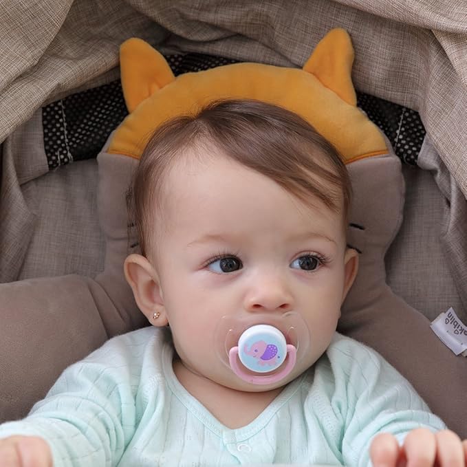 KAKIBLIN Baby Neck Pillow, Upgraded Baby Support Pillow,Head Pillows for Carseat, Newborn Neck Support for Car Seat,Pushchair,Travel(Brown)